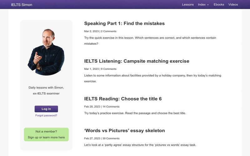 website IELTS Simon